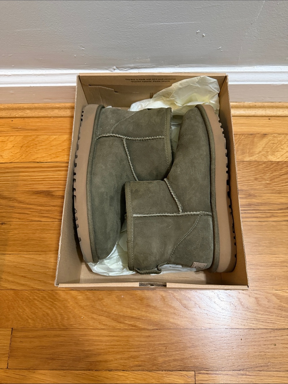 UGG Olive Green Classic Mini Shearling Ankle Boots - Picture 6 of 6